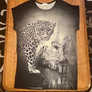 ☘️Aronia Women's Plus Size Crew Neck Embellished Top Gold and gray gems